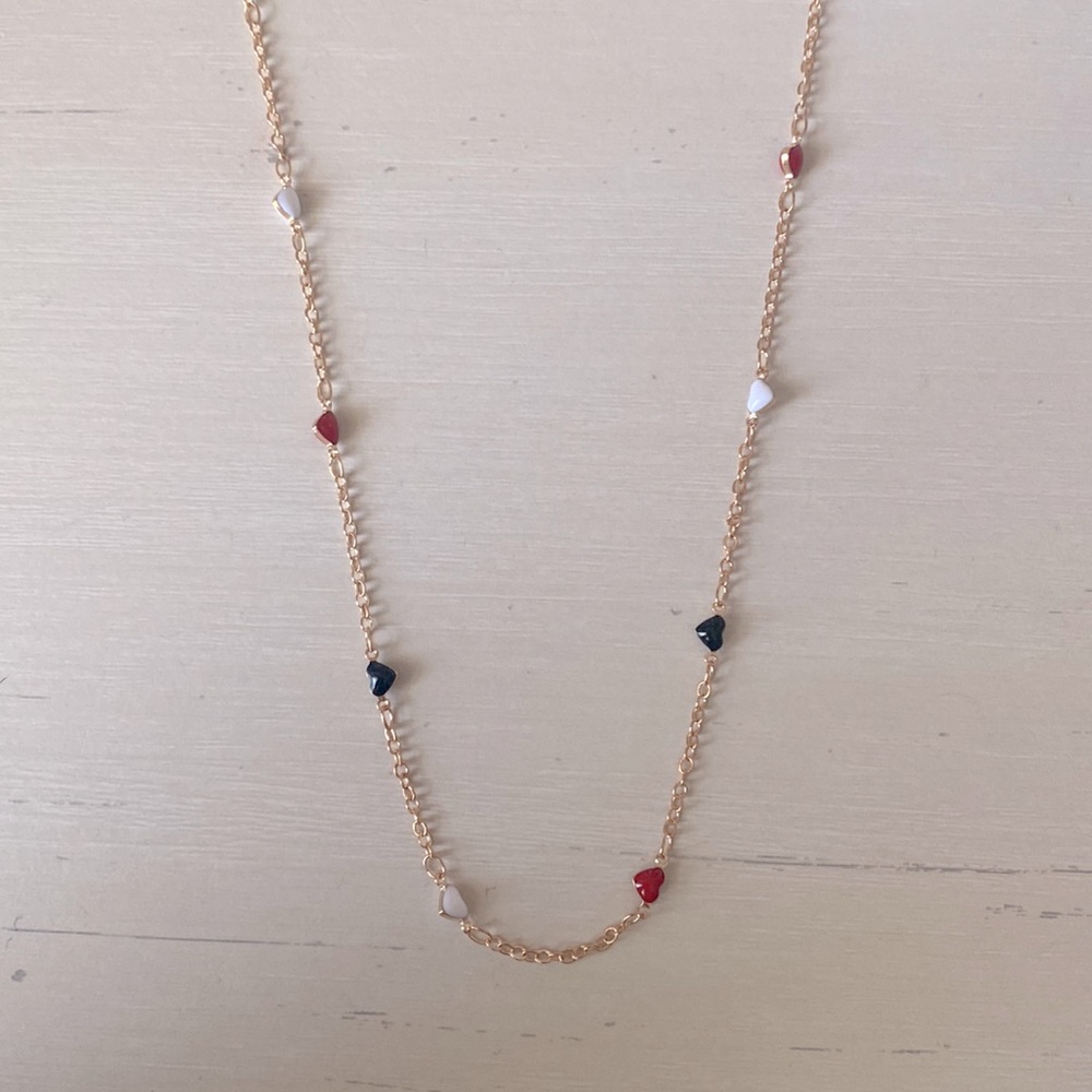 Madewell dainty gold tone multicolor heart necklace